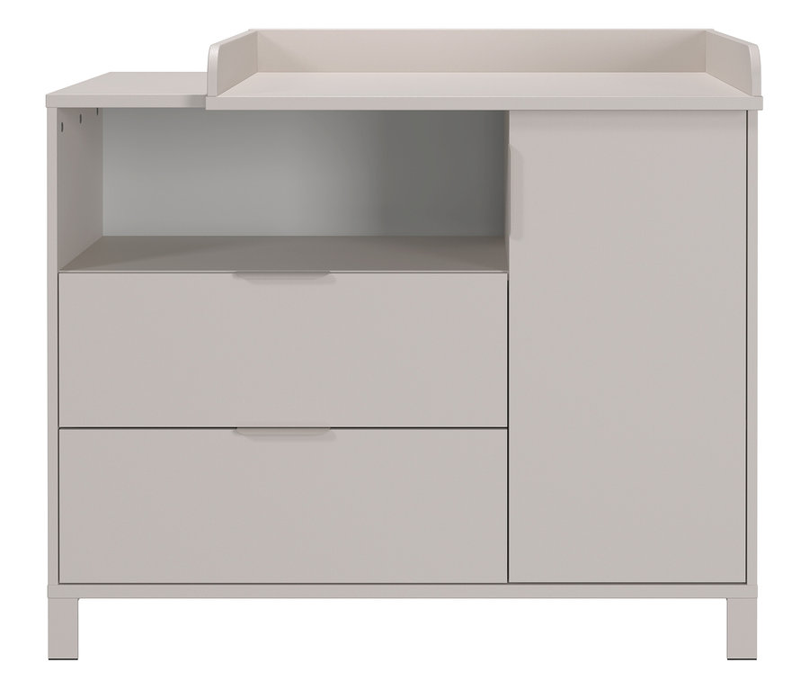 Ein blassgraues, breites Set »Alkmaar«, bestehend aus Kommode und Wickelaufsatz.