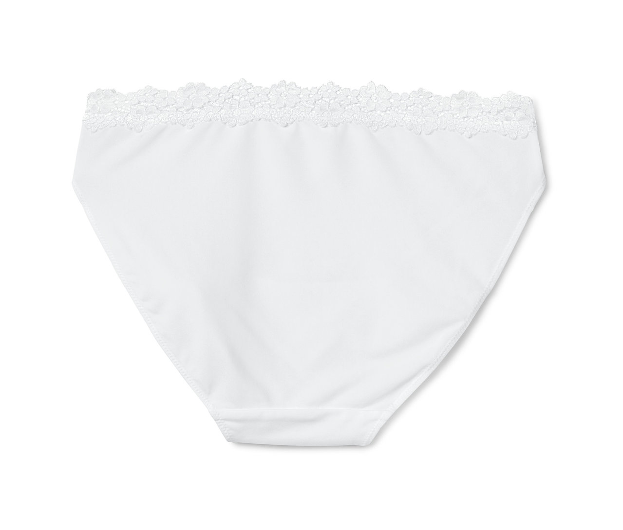 Ein weißer Slip mit Spitze.
