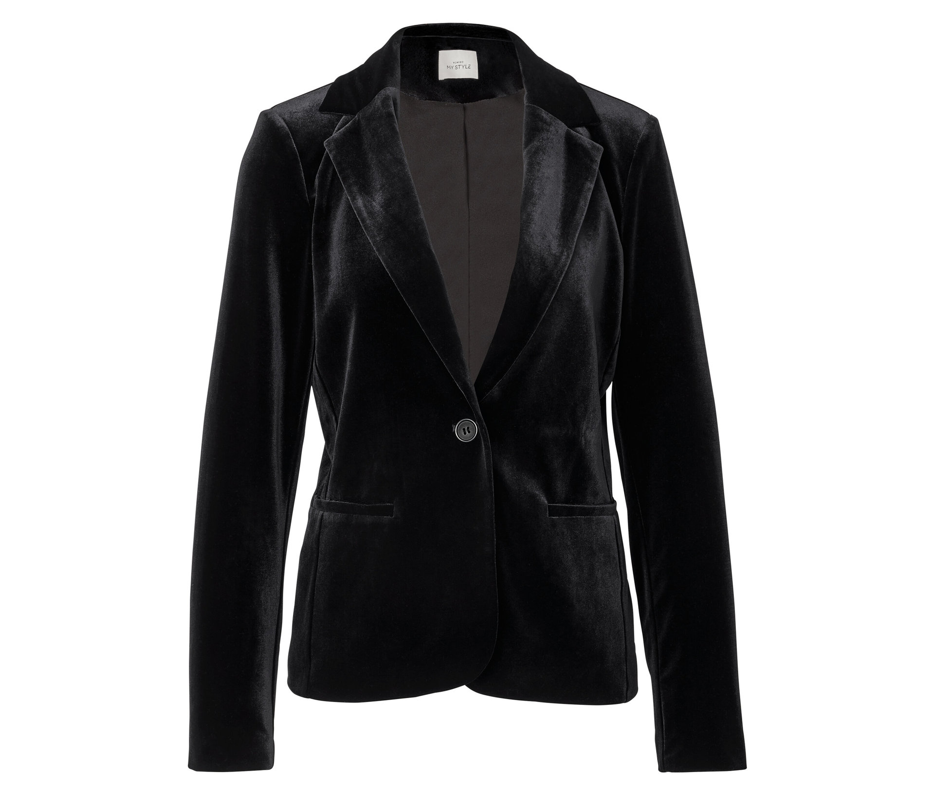 Blazer aus Stretch-Samt - Damen - Gr. 44 - schwarz - schwarz