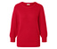 Roter Strickpullover mit Rundhalsausschnitt.