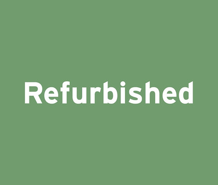 Grüner Hintergrund mit weißem Text "Refurbished".
