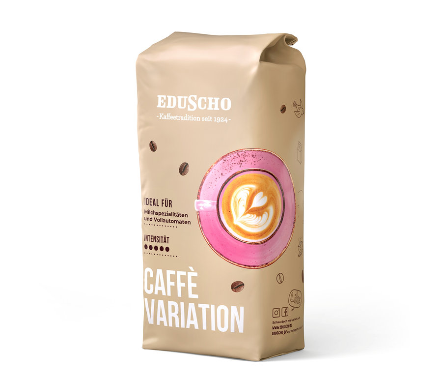 Eine Packung Eduscho Caffè Variation. Auf der Packung ist eine Tasse Kaffee abgebildet.