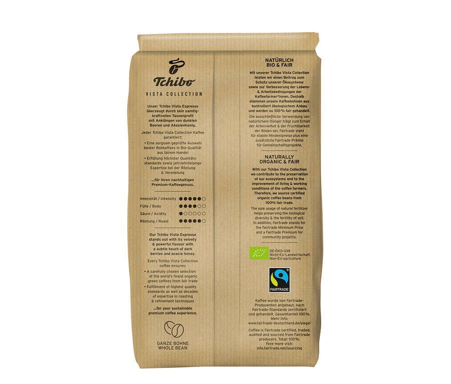 Eine Packung Tchibo Vista Collection Bio Espresso.