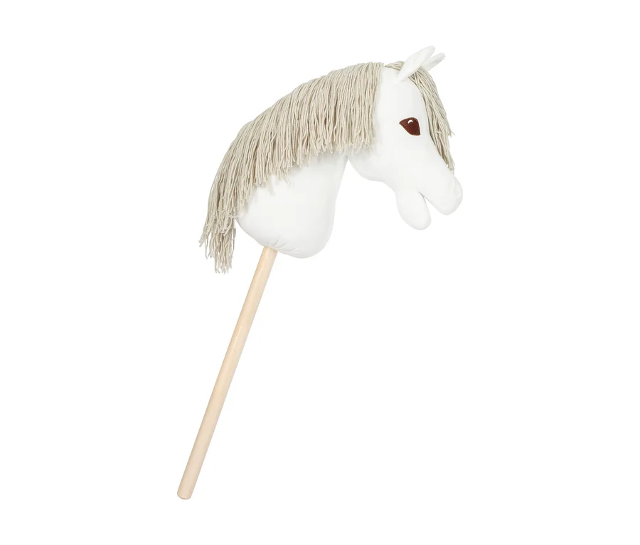 Weißes Steckenpferd small foot »Bibi & Tina« Hobby Horse, Sabrina mit heller Mähne und Holzstab.