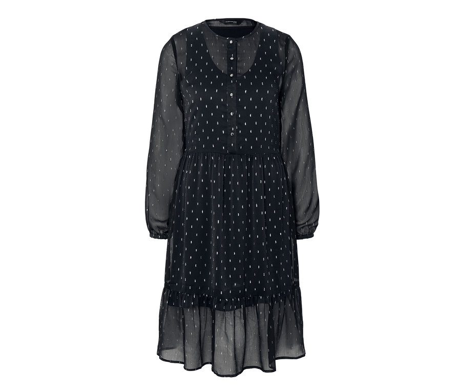 Schwarzes Kleid mit Effektgarn.