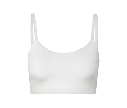 Weißes Bustier mit dünnen Trägern.