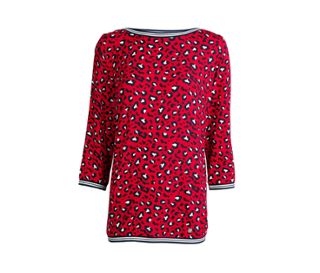 Rot mit dunkelblau-weißem Leoparden-Alloverprint