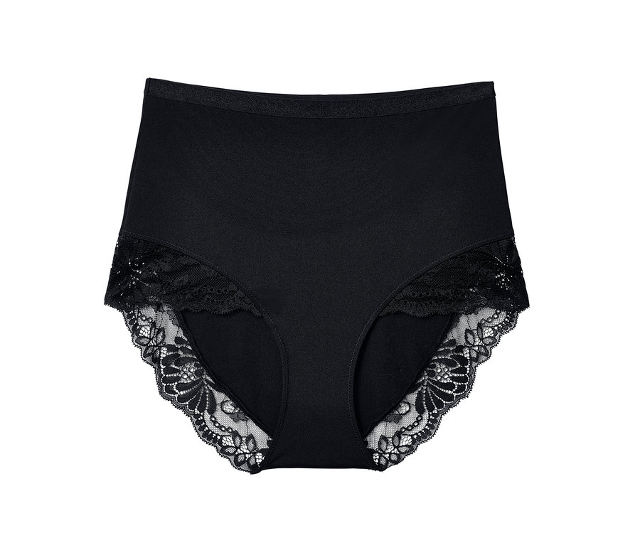 Schwarzer Bodyforming-Taillenslip mit Spitze.