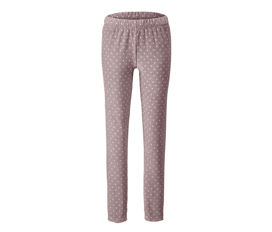 Rosa Nicki-Pyjamahose mit weißem Muster.