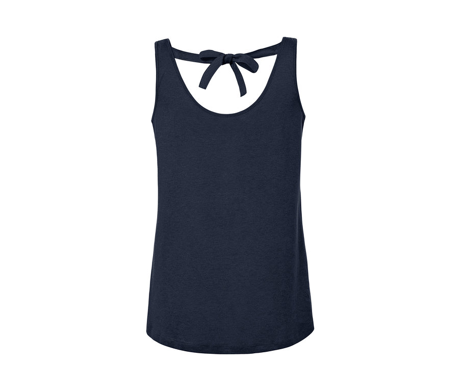 Marineblauer Jerseytop mit Schleife am Rücken.