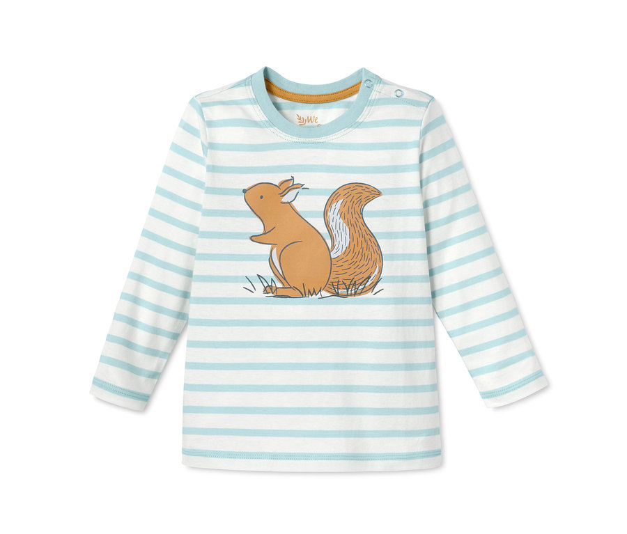 Ein Jersey-Langarmshirt mit einem Eichhörnchenmotiv, aus einem 2er-Set.