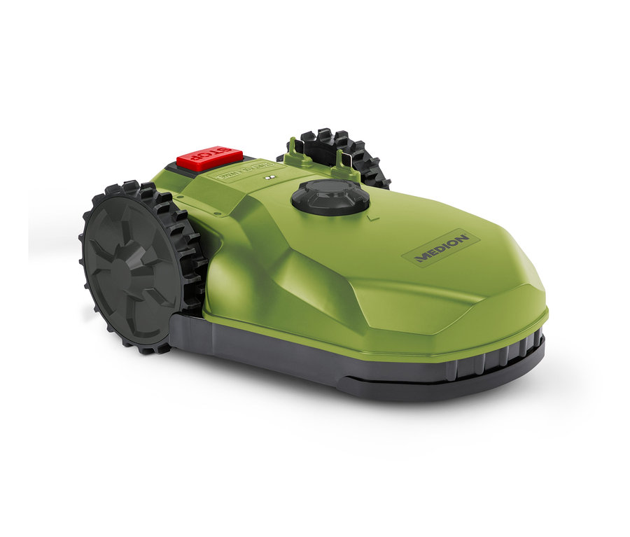 Ein grüner MEDION®-Mähroboter »MD 19727«.