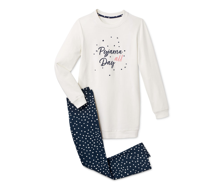 Weißer Leggings-Pyjama mit dem Aufdruck Pyjama all Day.