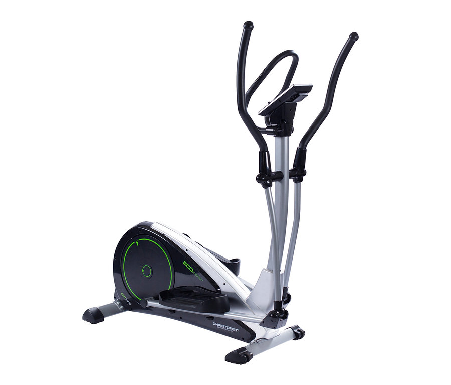 Ein schwarz-silberner Christopeit-Sport-Eco-Crosstrainer-Ergometer »CMT 7400« vor einem weißen Hintergrund.