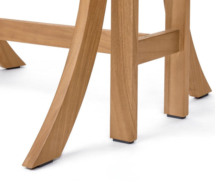 Detailansicht des Holzgestells vom zusammenklappbaren Balkon-Set »Lenja« mit Textilgeflecht.