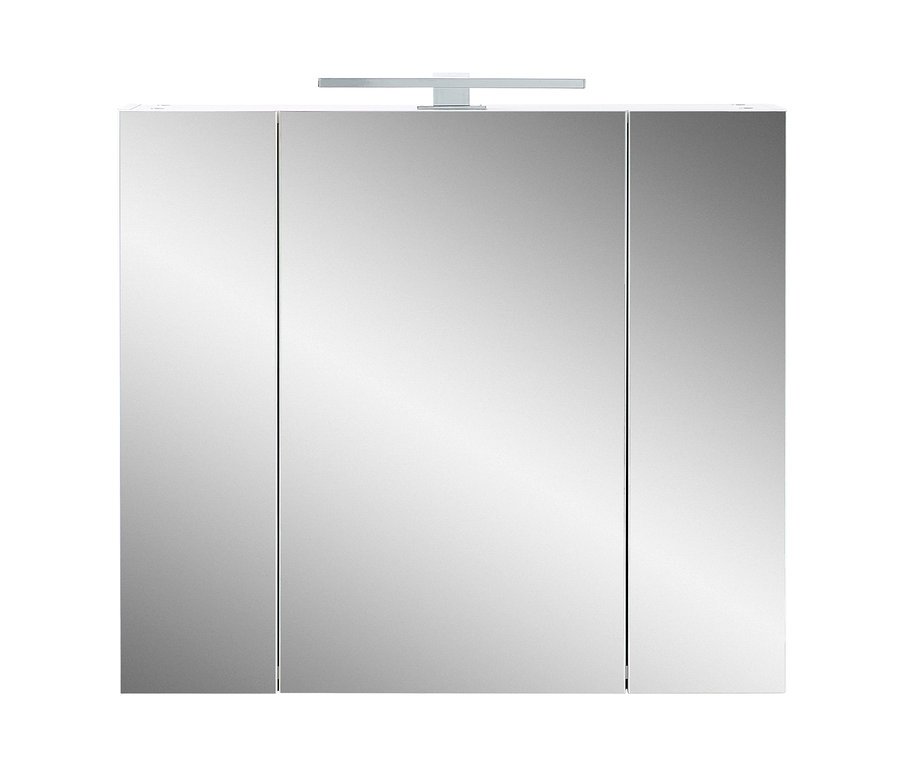 Geschlossener Spiegelschrank »PESCARA« und Spiegelschrank »2754« in Graphit mit drei Türen und Licht oben.