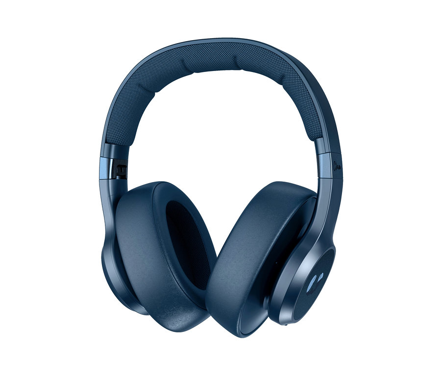 Blaue Fresh 'n Rebel Kopfhörer »Clam« auf weißem Hintergrund.