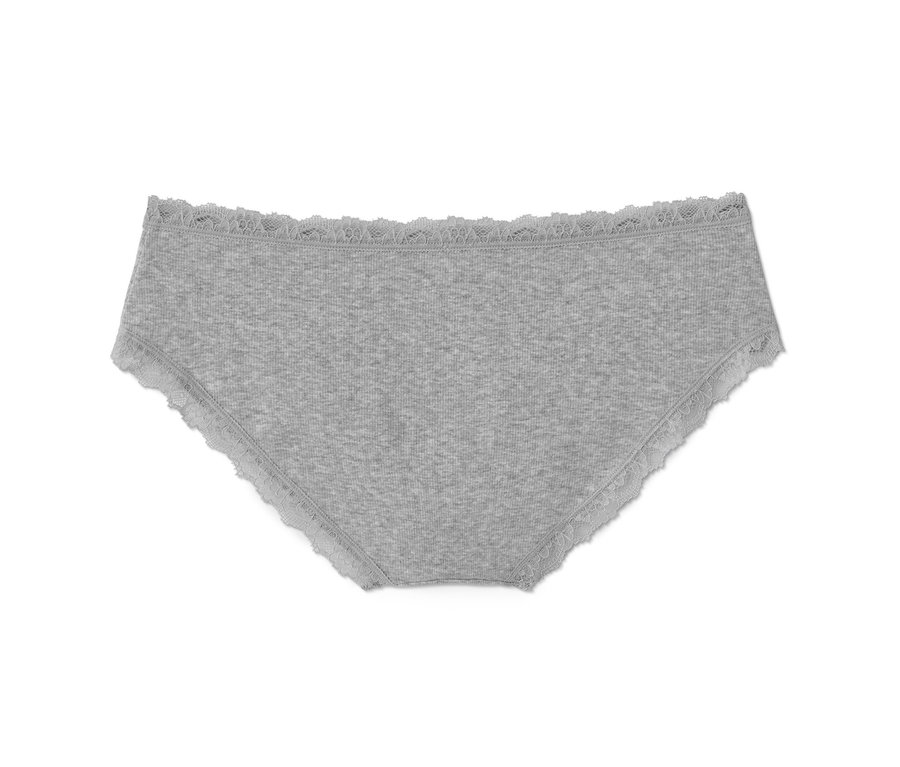 Grauer Panty aus Rippe mit Spitze.