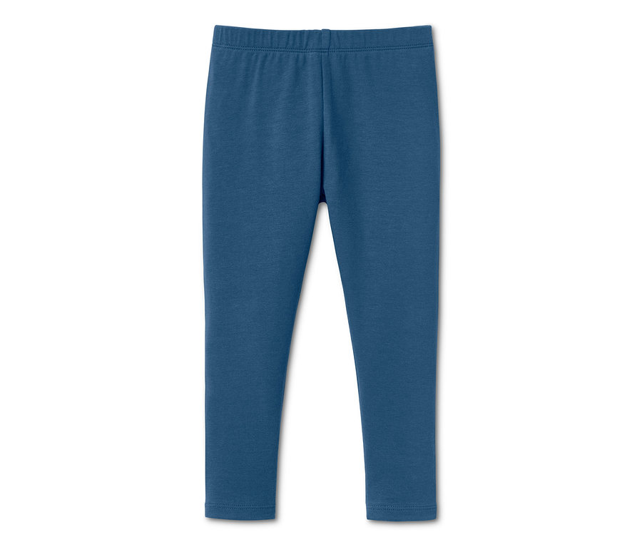 Blaue Jersey-Leggings.