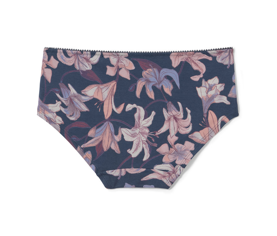 Detailansicht einer einzelnen von 4 Pantys mit Blumenmuster.