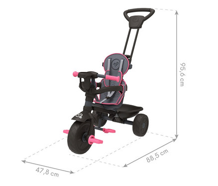 Schwarzes TP Toys 4-in-1-Dreirad »Panther« mit rosa Akzenten.