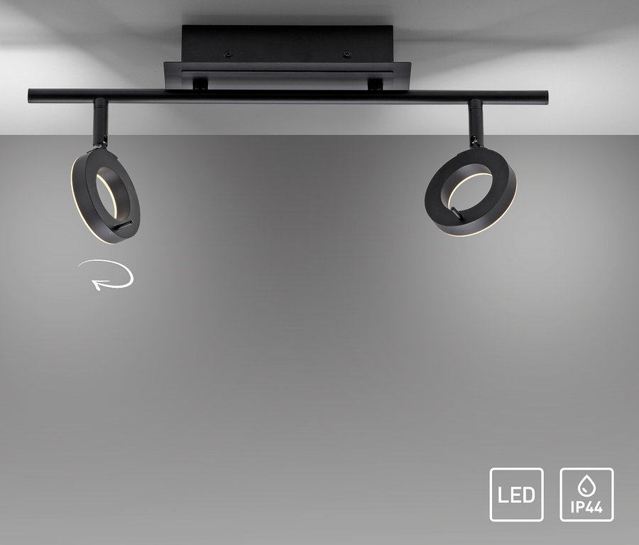 Schwarze Paul Neuhaus LED-Deckenleuchte »Sileda«, klein, an der Decke befestigt.