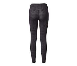 Schwarze Wende-Sporttight mit geometrischem Muster.