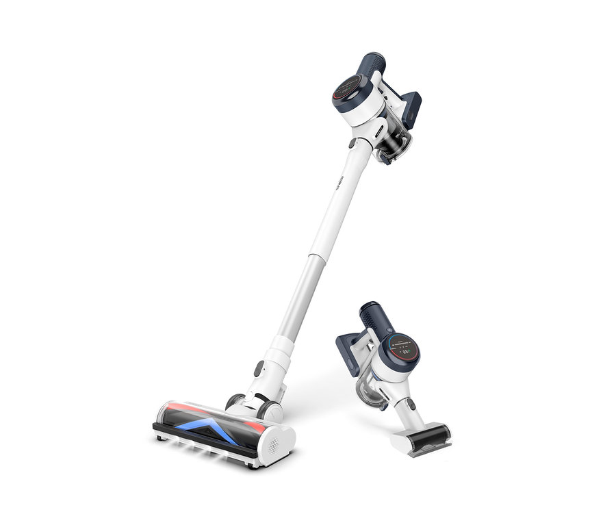 Zwei weiße Tineco Pure One S15 Flex Akkusauger auf weißem Hintergrund.