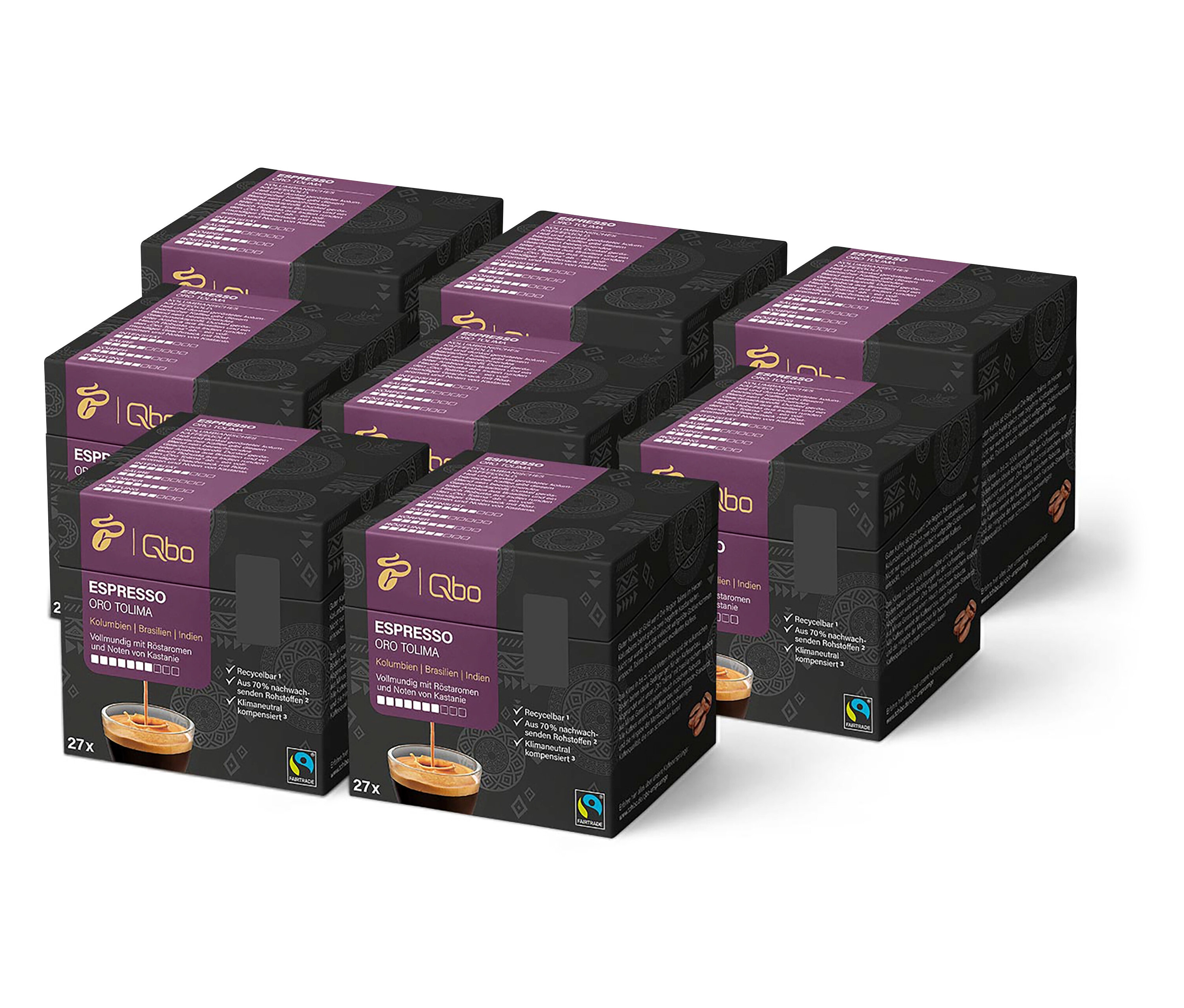 Qbo Espresso ORO Tolima - 216 Kapseln - Intensität: 7/10