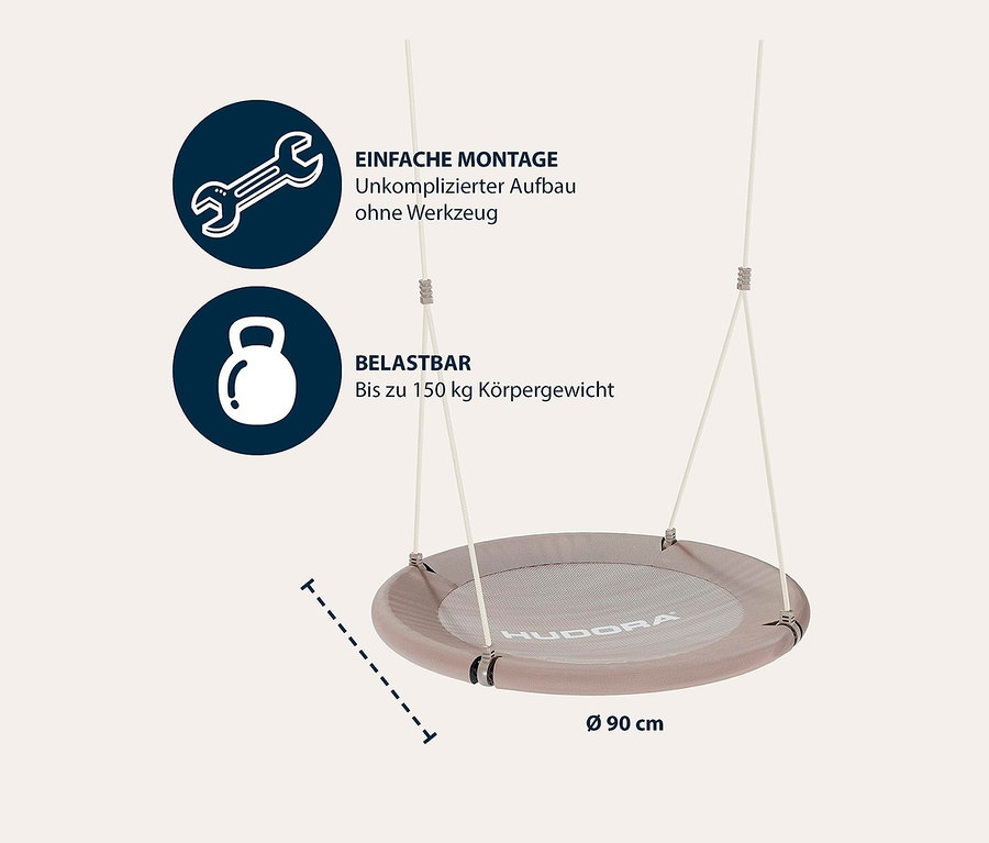 Abbildung der beigen HUDORA Nestschaukel »Lounge« mit Ø 90 cm.