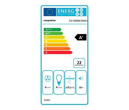 Energielabel der Respekta Blockhaube »CH 44060 BSA+« mit der Energieeffizienzklasse A+.