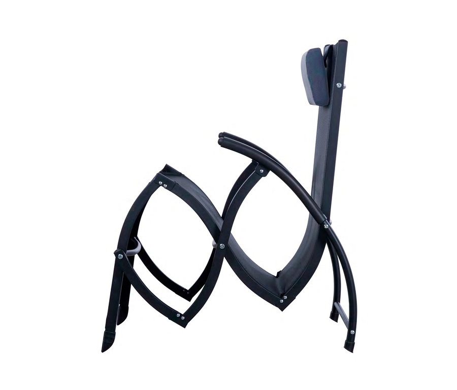 Zusammengeklappte, schwarze Leco Sonnenliege »Katharina«.