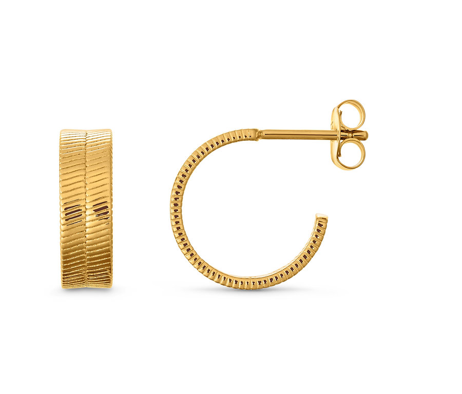 Zwei 925 Silber Creolen Heringbone liegen nebeneinander.