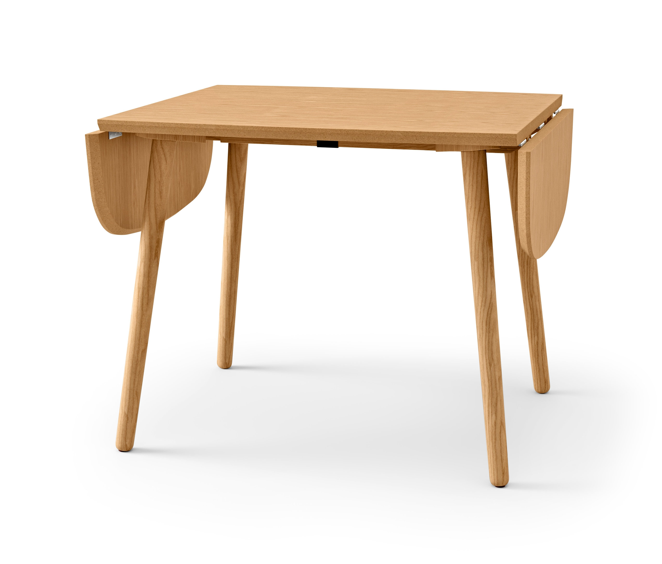 Ein Klappbarer Esstisch mit heruntergeklappten Seitenteilen.