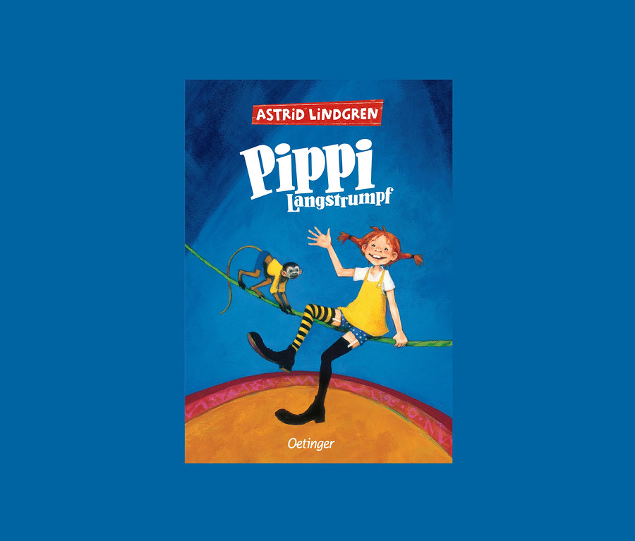 Illustration des Buches Pippi Langstrumpf von Astrid Lindgren, auf der Pippi mit einem Affen auf einem Seil sitzt. Buch-Set »Mein Kinderbuchhaus«