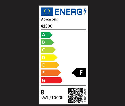 Energielabel mit den Klassen A bis G und QR-Code.