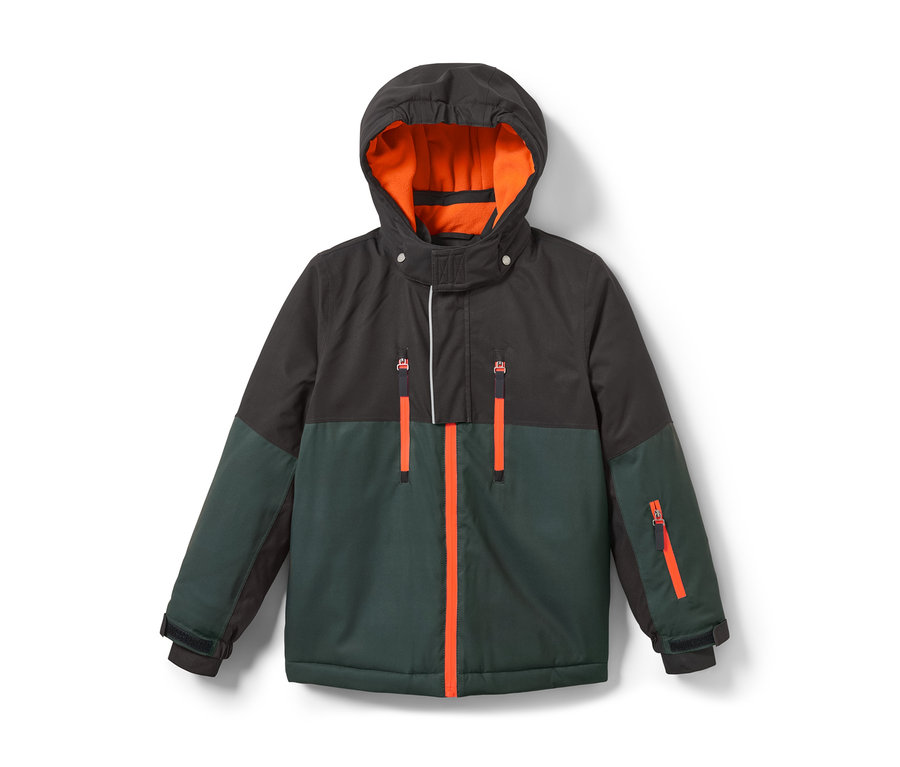 Kinder-Skijacke in Schwarz und Grün.
