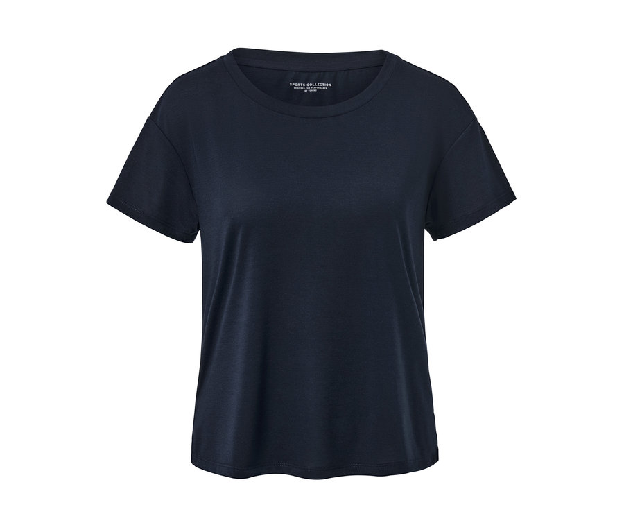 Dunkelblaues 2-in-1-Kurzarm-Sportshirt.