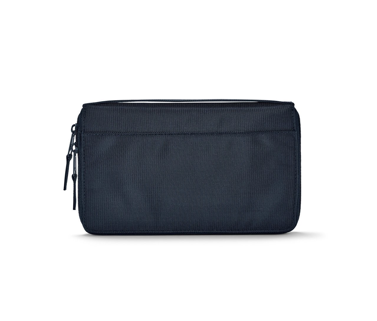 Eine dunkelblaue Dokumentenmappe mit Reißverschluss.