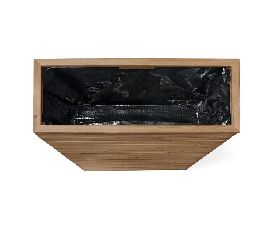 Draufsicht auf den leeren Pflanzkasten-Raumteiler »Tinus« mit schwarzem Einsatz.