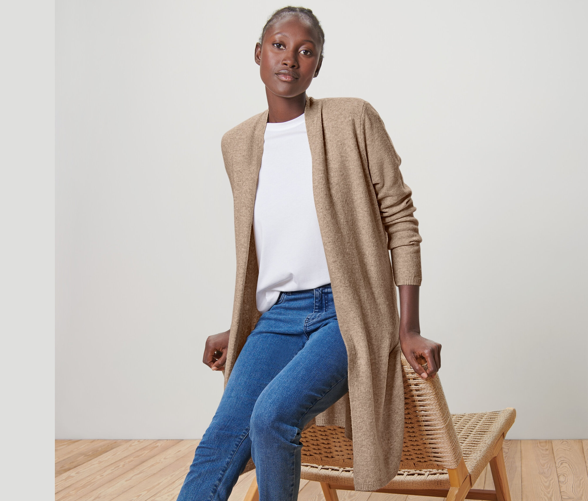 Thumbnail - Tchibo - Offener Longcardigan - Damen - Gr. L - beige