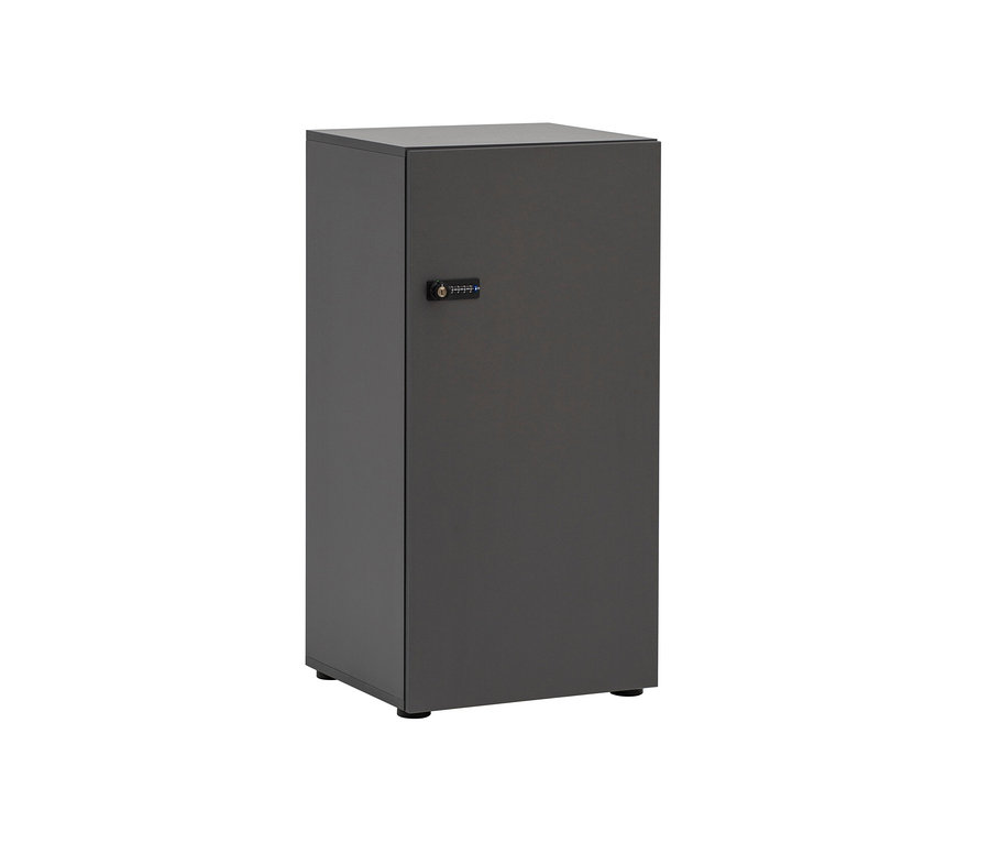 Ein anthrazitfarbener Spind »Locked« mit Zahlenschloss.