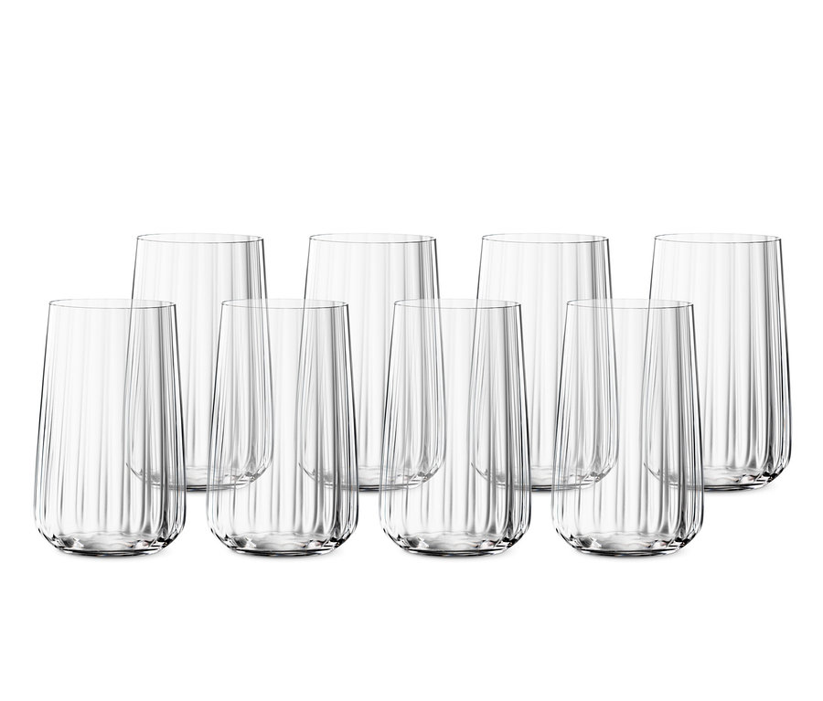 Acht Spiegelau Longdrinkgläser »Lifestyle« im 4x2 Arrangement.