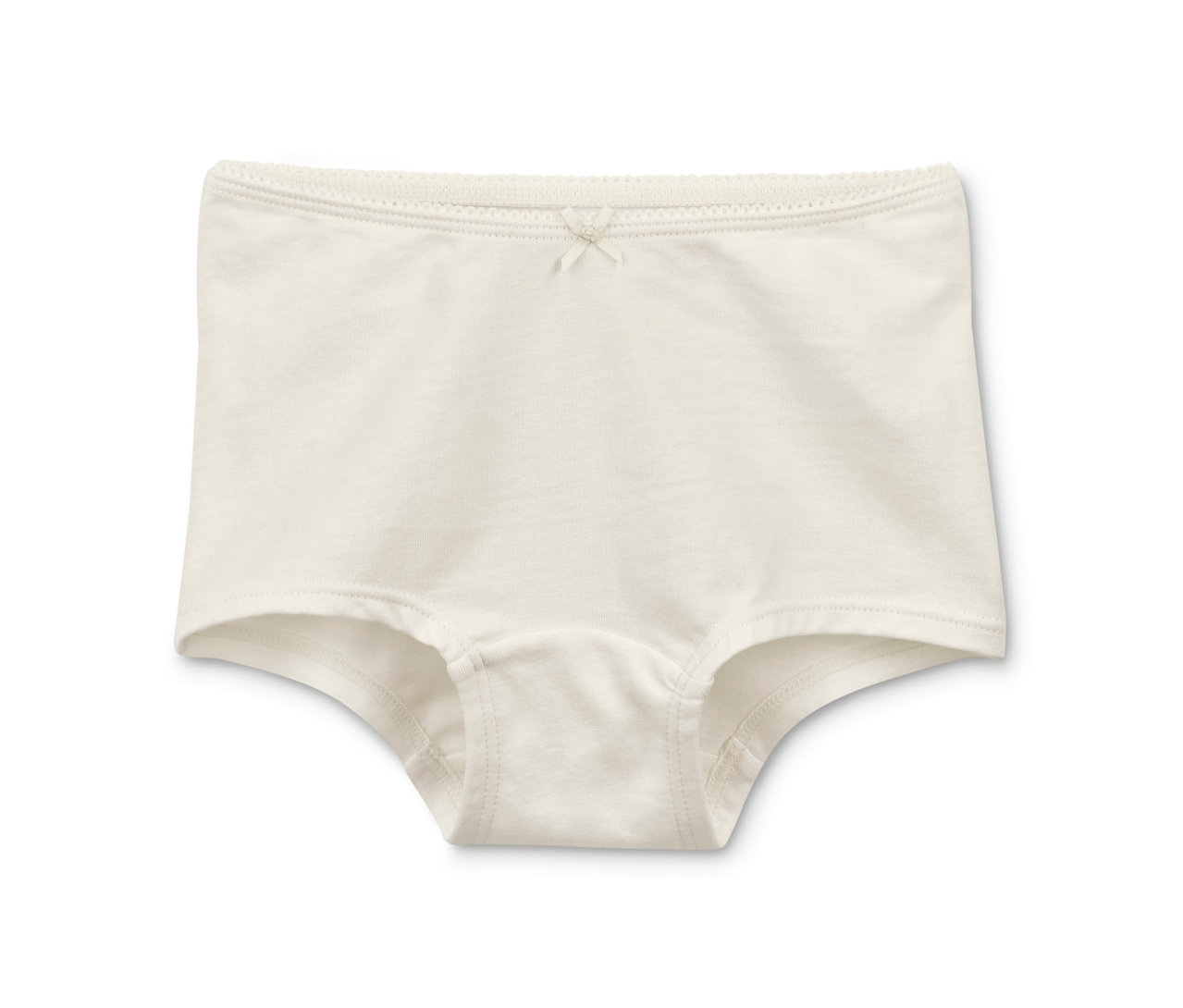 Ein einzelner, cremefarbener Mädchen-Slip aus einer Packung mit 7 Mädchenslips.