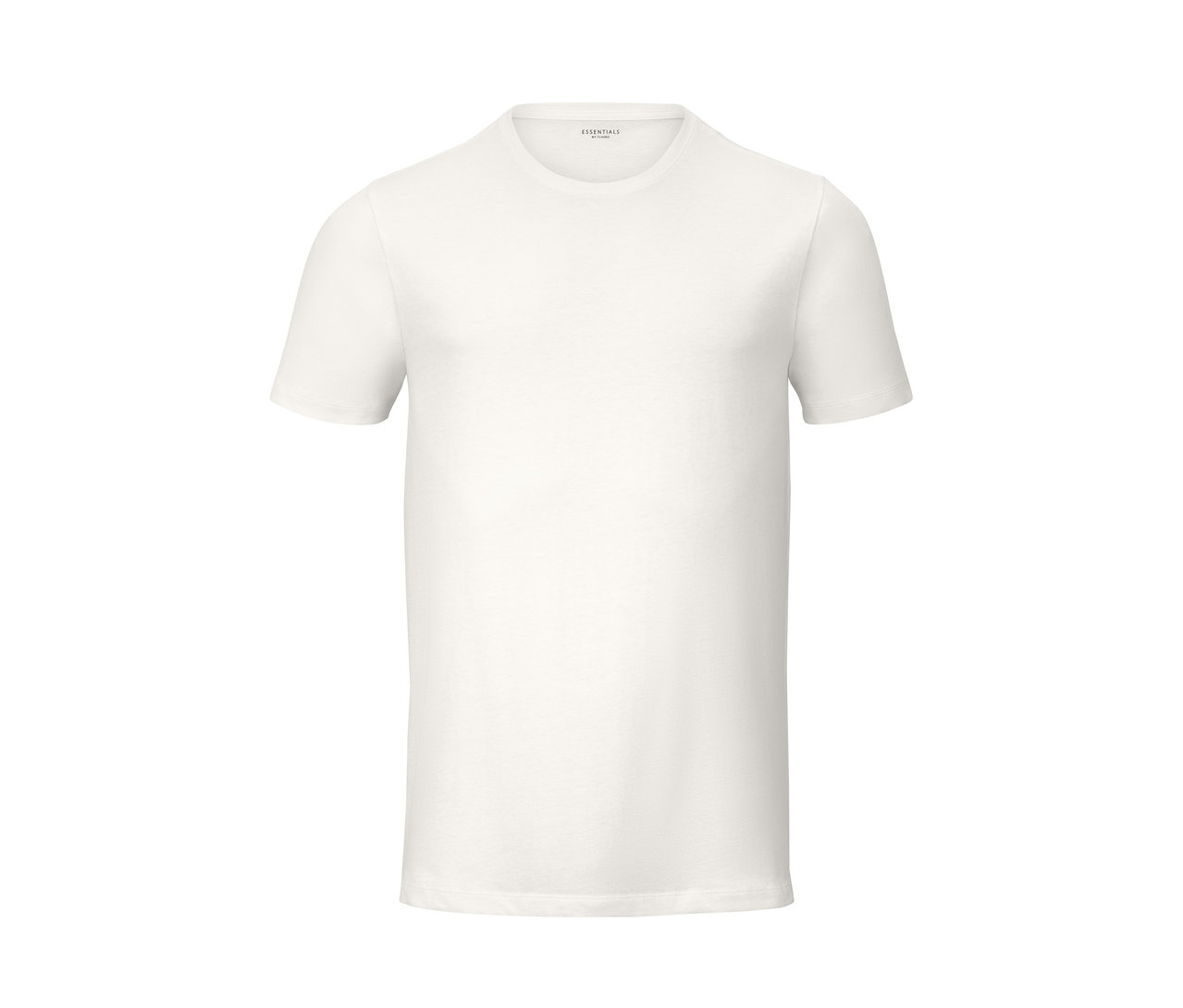 Weißes T-Shirt mit Rundhalsausschnitt.