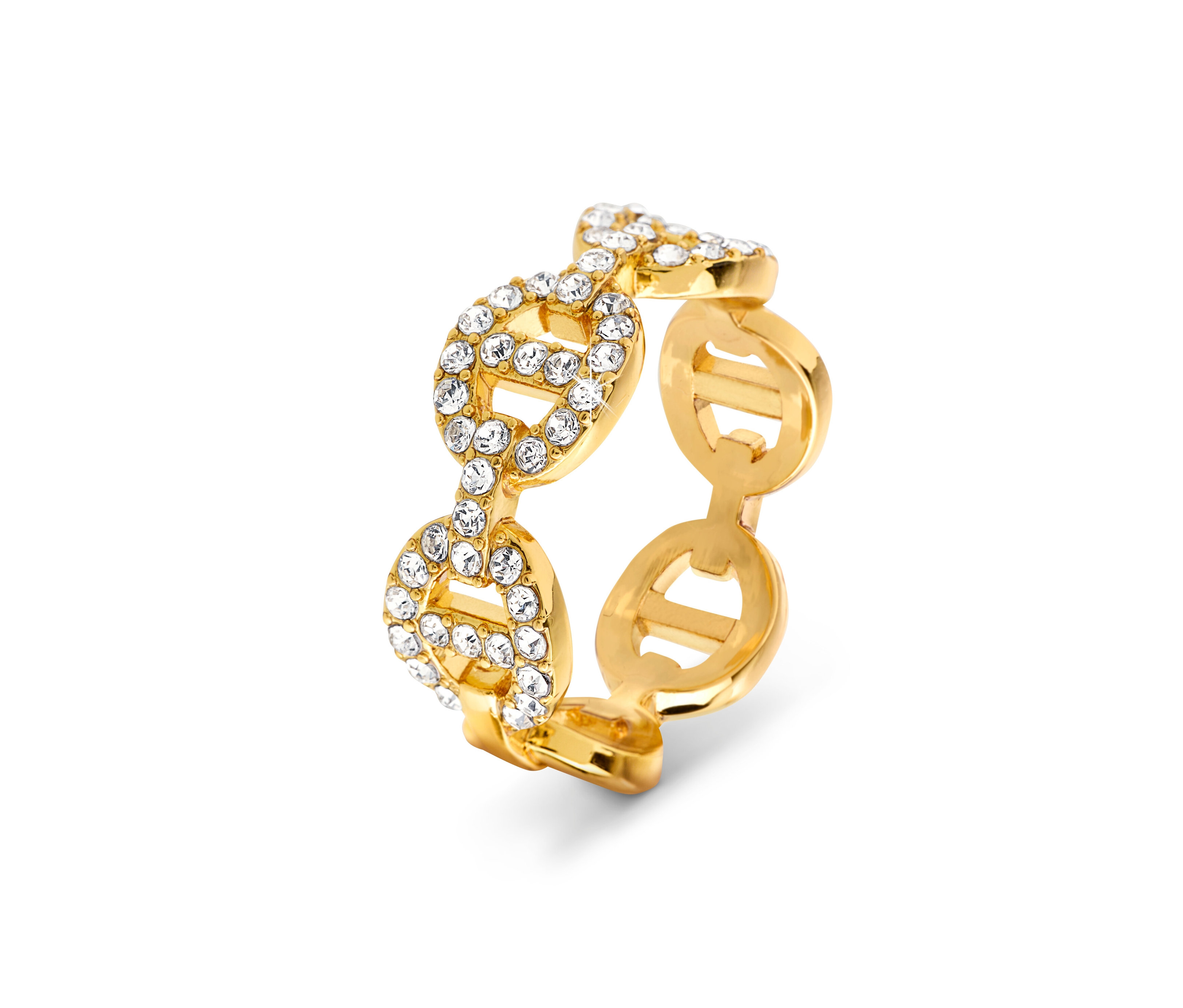 Tchibo - Ring »Schiffsanker« mit Glaskristallsteinen - Damen - Gr. 17 - gold