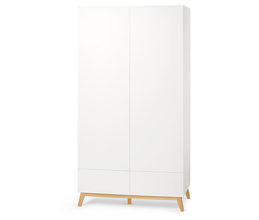 Weißer 2-türiger Kleiderschrank - 100 cm.