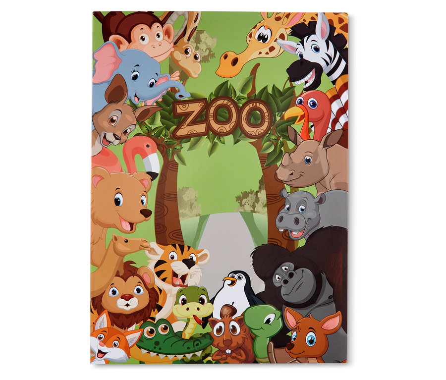 Abbildung eines Magnet-Spielbuchs mit einem Zoo-Motiv und Zeichentieren.