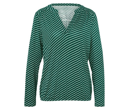 Bedrucktes Blusenshirt, grün-dunkelblau-weiß