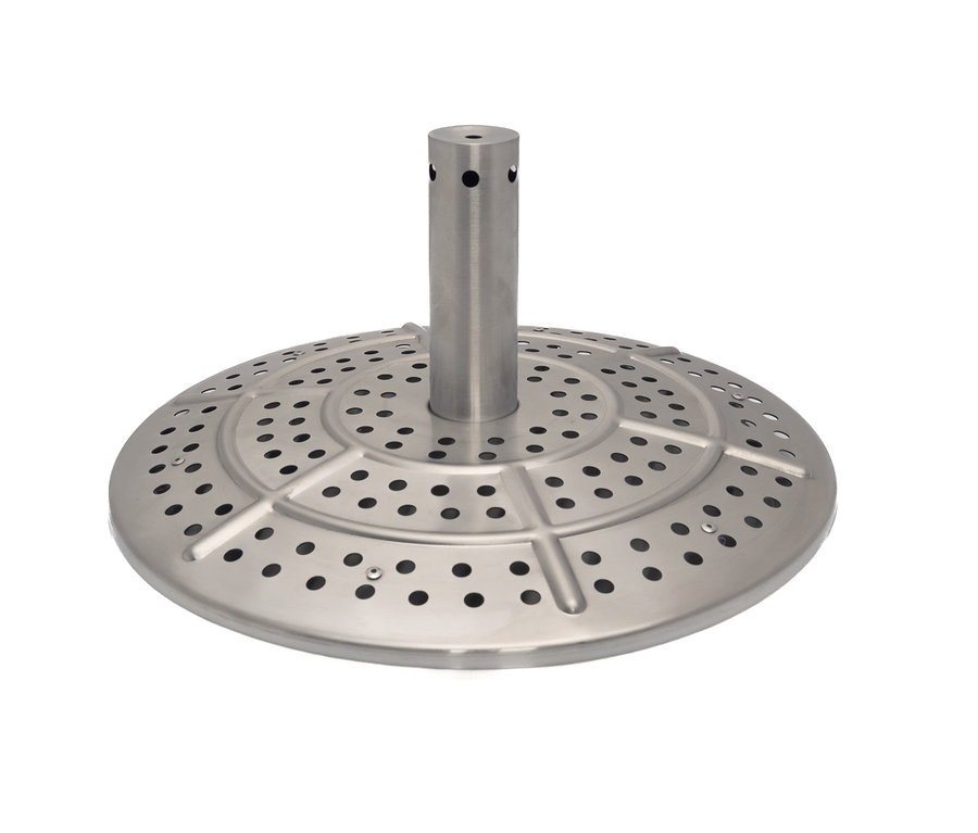 Metallene RedFire Feuerschale »Volcano Extra Large« mit Löchern und einem Rohr in der Mitte.